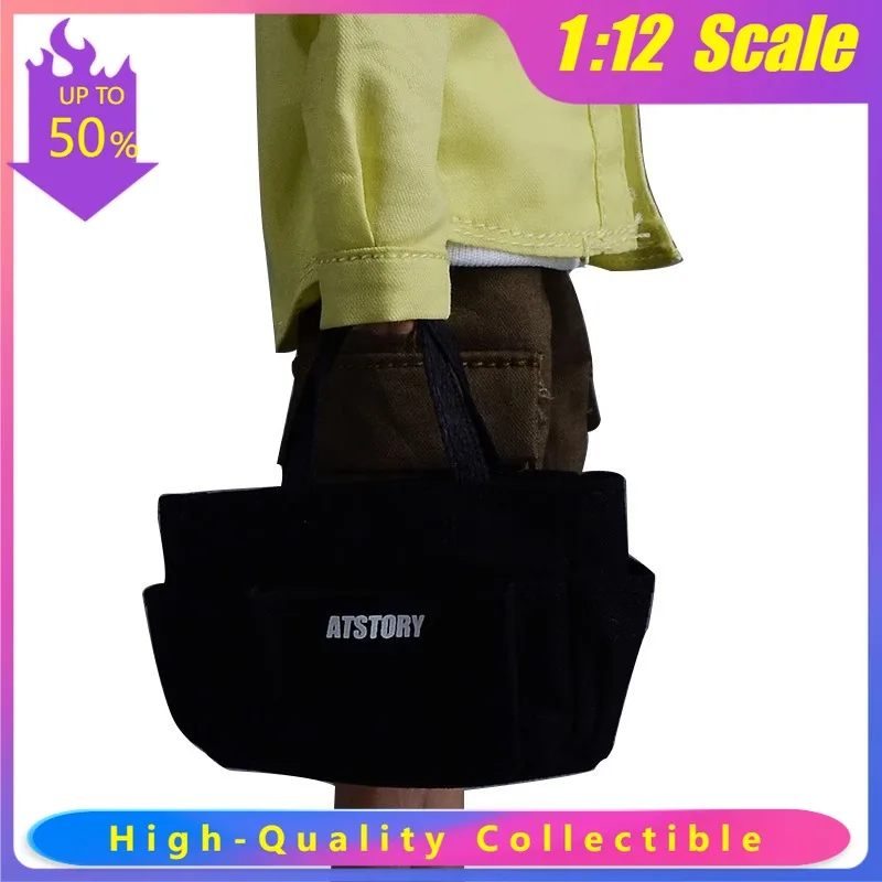 

06FS018 1/12 Black White Shopping Handbag Shoulder Bag 6'' Action Figure Body Doll Trendy DIY Model Accessory Scene Props