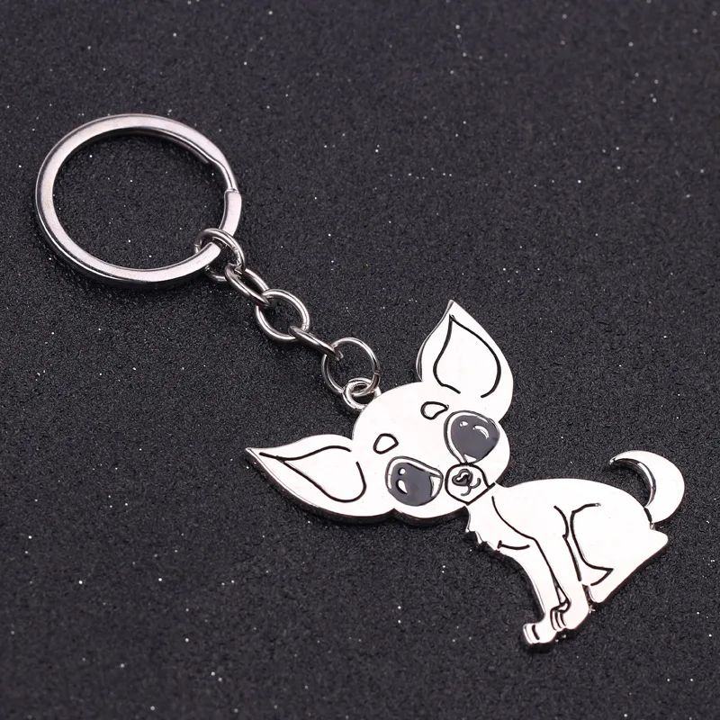 keychain dog chihuahua Key Chain Animal Chihuahua Dog Pendant Keyring Lovely Car key Holder Accessories Gifts for Women Men Kids