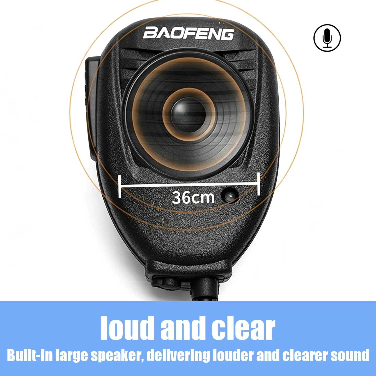 Baofeng Walkie-Talkie Handset, Microphone, Shoulder Microphone, Speakerphone, with Indicator Light, Back Clip, Rotatable, K Head