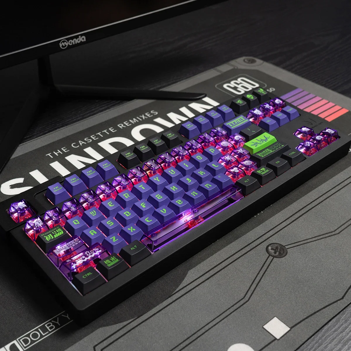

No. 1 mechanical keyboard keycaps purple full set 188-key PBT thermal sublimation/PC light transmission pad printing original fa