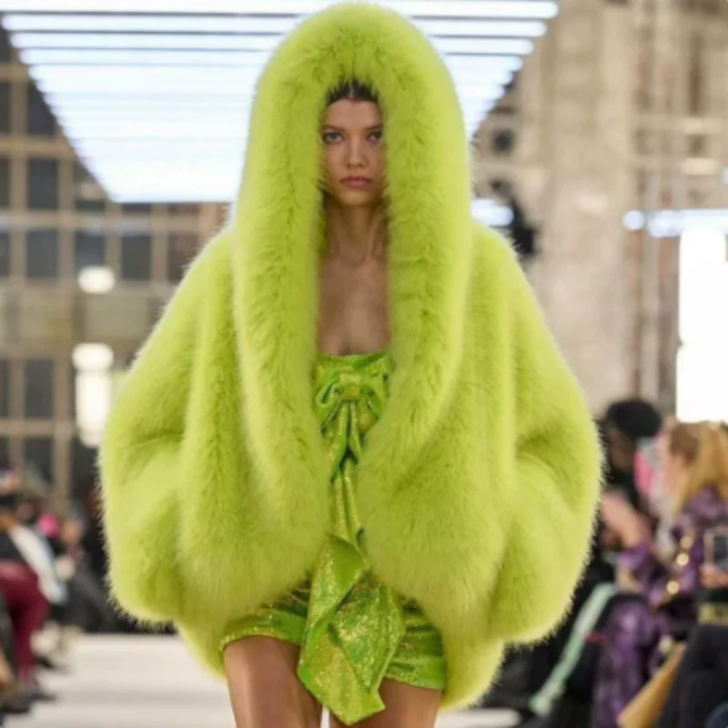 

ZXRYXGS 2025, новая мода, плащ премиум-класса из искусственного меха, толстовка с капюшоном, женские куртки с рукавами реглан, осенне-зимняя шаль, модное пальто