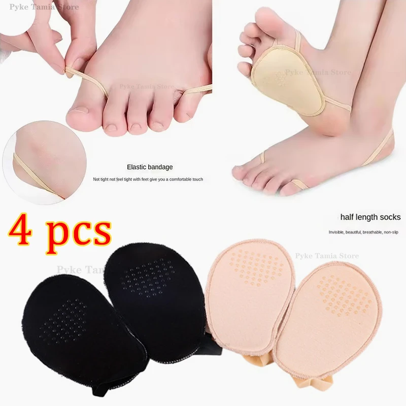 4 pezzi donne avampiede pad sollievo dal dolore antiscivolo sandali con tacco alto mezza dimensione solette cura del piede scarpa suola cuscino morbida spugna inserti