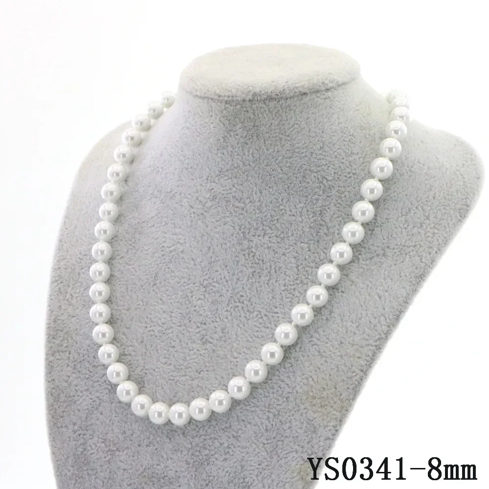 Big Pearl Necklaces 8-16mm Beads White Shell Pearl Necklace for Women Chain Jewelry Wedding Christmas Valentine\'s Day Girl Gift