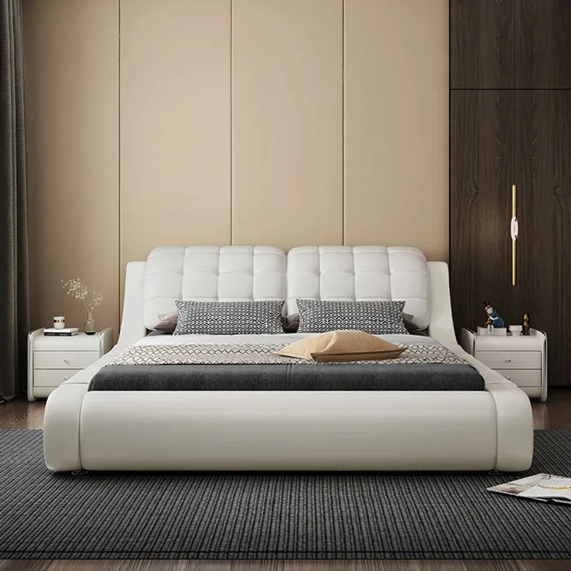 

Princess Nordic Master Double Bed Modern Whitr King Size Double Frame Bed Aesthetic Sleeping Creative Beliche Lounge Furniture