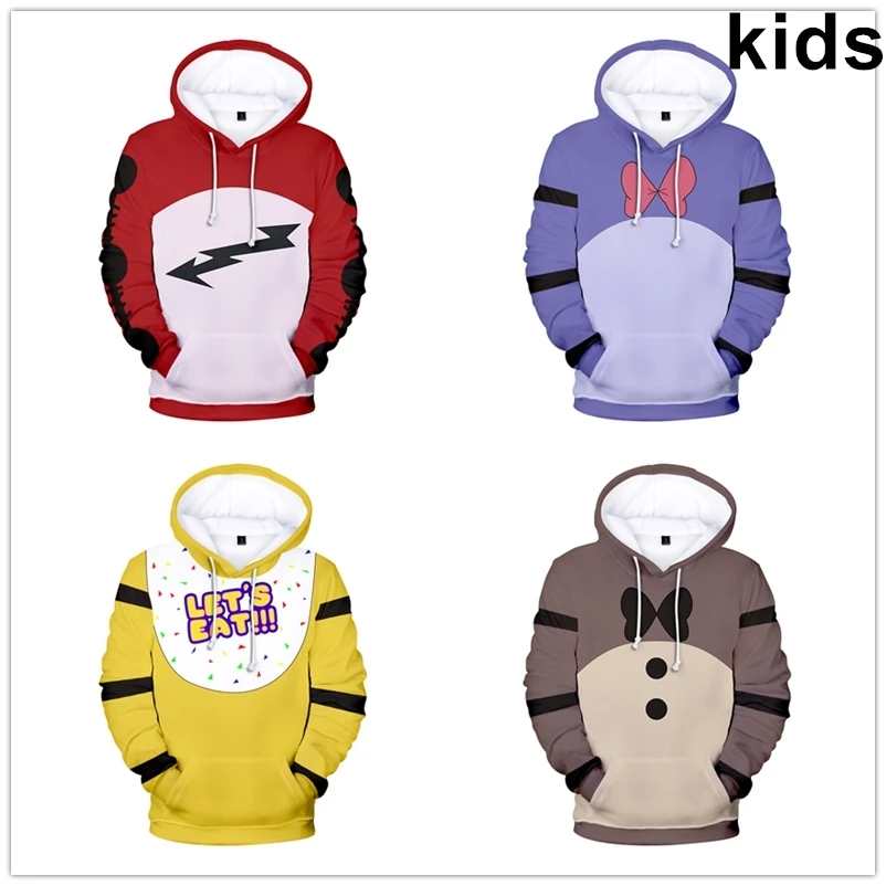 

3 a 14 anos crianças dos desenhos animados hoodies cinco noites no fn af 3d moletom com capuz meninos meninas urso