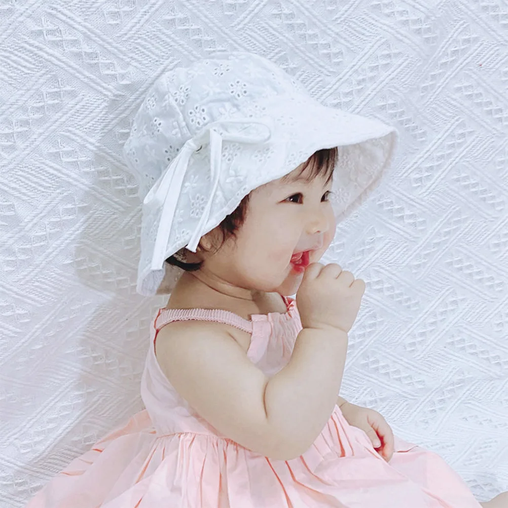 

Baby Cotton Cloth Fisherman Hat Breathable Summer Sun Protection Cap Lace Design Photo Shoot Accessory Under 2 Years