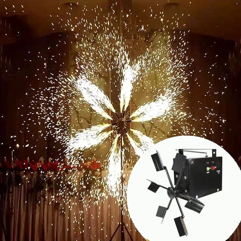 Single Wheel Rotating Cold Spark Firework Machine Cold Spark Fountain Stage Effect Machine for Wedding Party Event