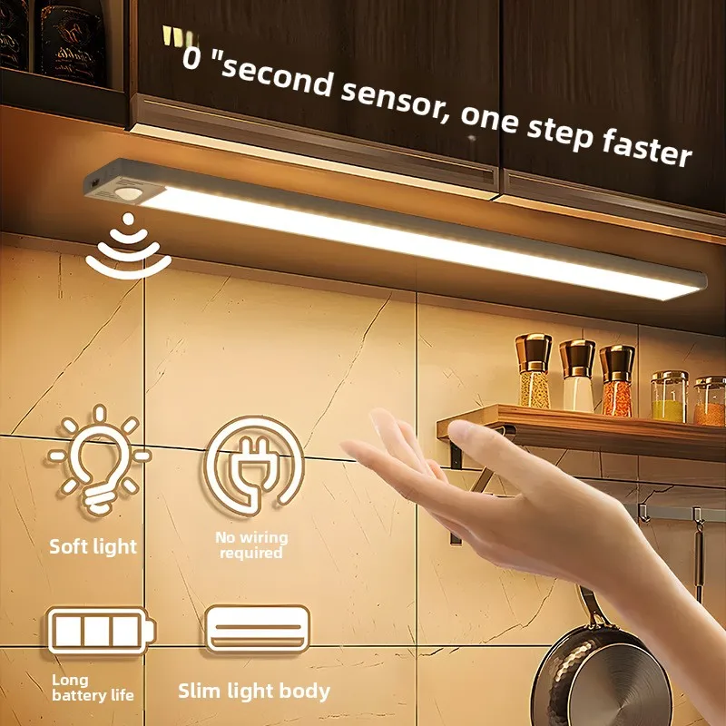

Motion Sensor Light Wireless LED Closet Lamp-Type C Rechargeable Under Cabinet Lighting for Wardrobe Stairs Kitchen Hallway
