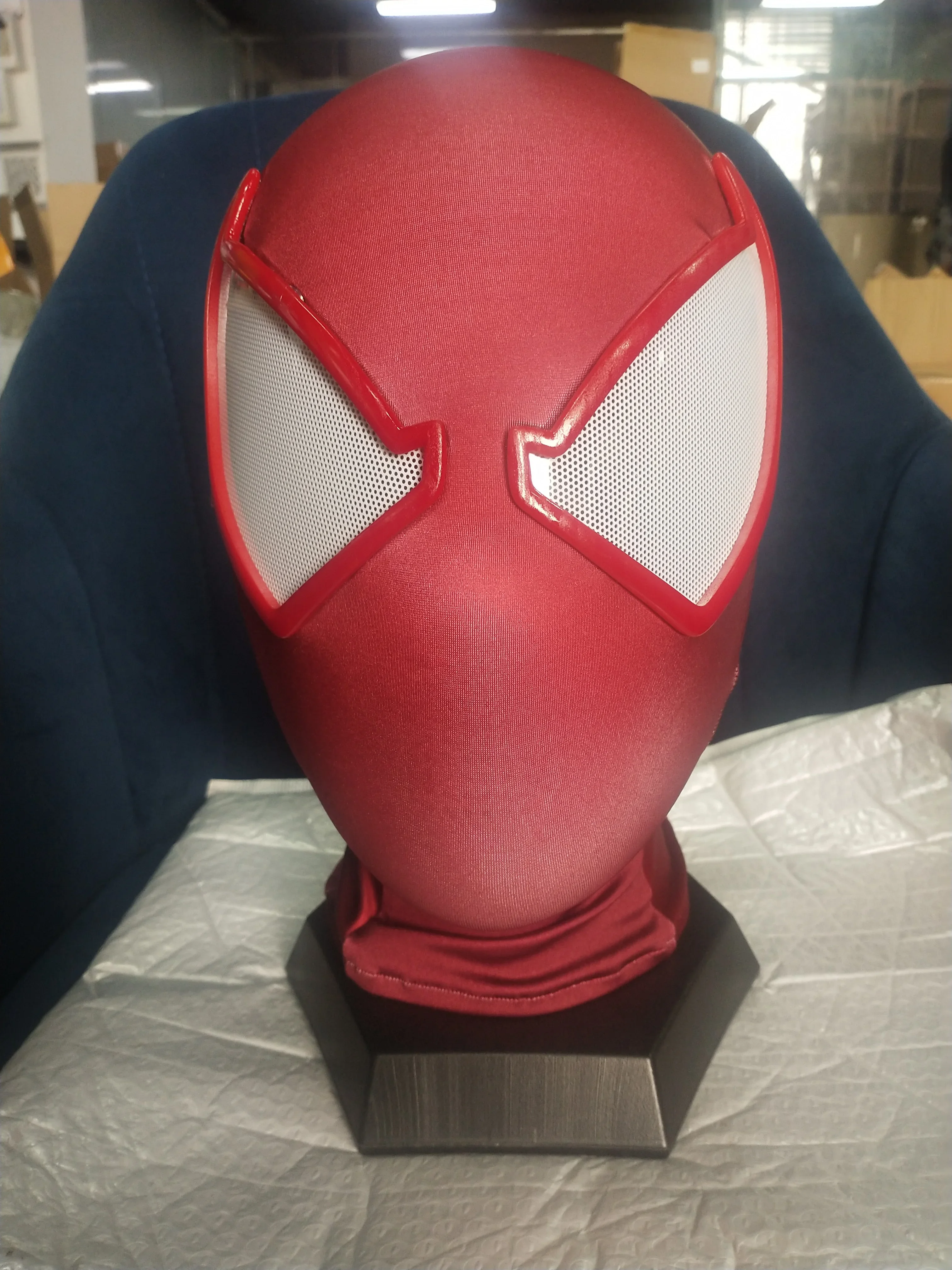 mar-vel Customized Red Spider-Man Mask with Faceshell & Magnetic Eyes 1:1 Wearable Scarlet Spiderman Mask Halloween Cos Replica
