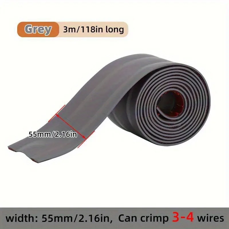 3M Multi-Size Flexible Cord Runners, Bulkhead Slots, Self-Adhesive Wire Protector Rolls,Floor Cord Cover, PVC Cable Protector