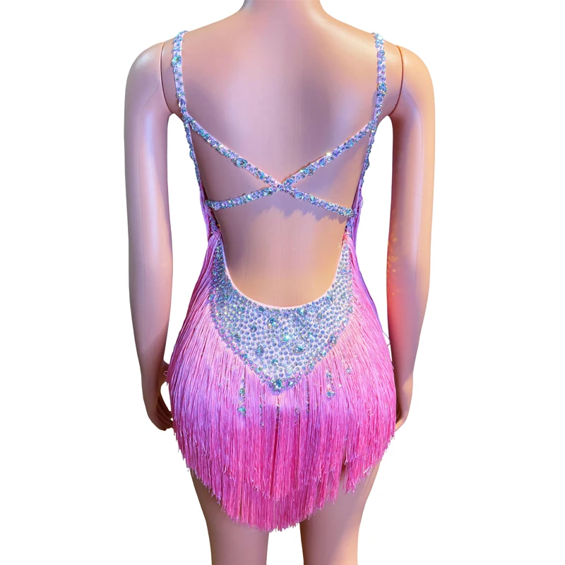 เซ็กซี่ Cutout POLE Dance เสื้อผ้า Full Fringed Rhinestones บอดี้สูทผู้หญิง Gogo Dancer เครื่องแต่งกายเวทีเทศกาลชุด XS8659