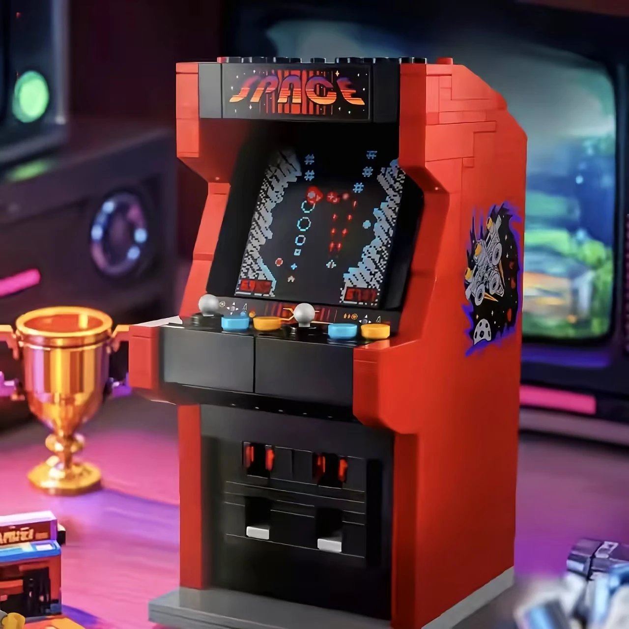 2026 New 468pcs Creative Retro Playable Arcade Machine 40805 Arcade Street Gaming Console Building Block Toy For Birthday Gift