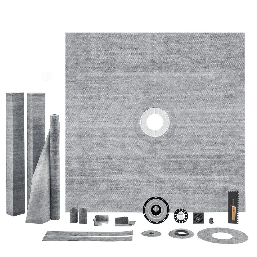 

Shower Curb Kit 72x72 Shower Pan Kit with 2 ABS Central Flange 4 Stainless Steel Grate Waterproof Shower Curb Membrane Strip S