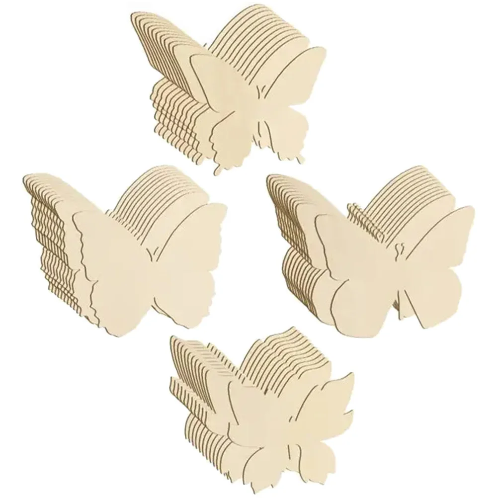 

48pcs Wooden Painting Slices Unfinished Butterfly Cutouts Diy Wood Craft Pieces For Home Decor Graffiti Art Handmade Crafts