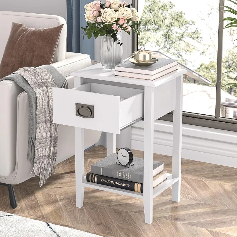 Nightstands Set , Side End Table Living Room Bedroom Bedside, Vintage Accent Furniture Small Space