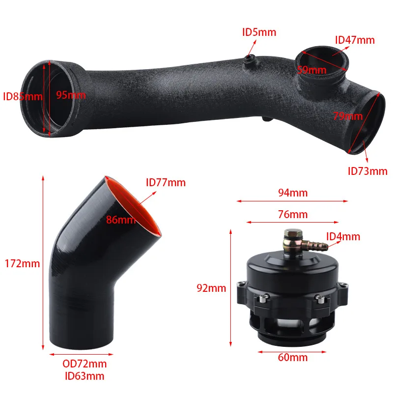 Turbo Intake Pipe Kit 50mm Compatible With BMW N54 E88 E90 Replacement Air Inlet Hose Assembly