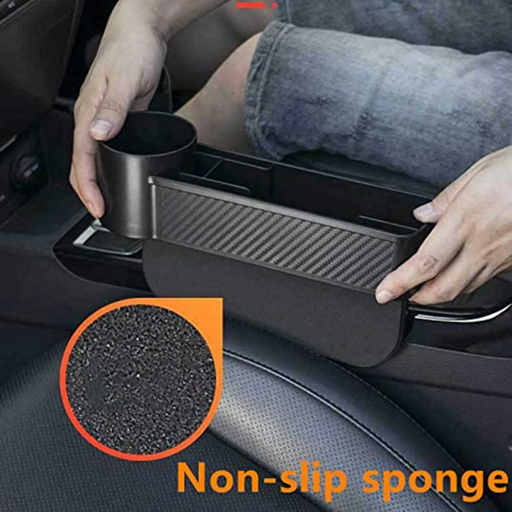 2-in-1 Car Seat Space Organizer Storage Pockets Auto Space Stowing Tidying for Cup Holder Storage/Cellphone/Wallet/Key