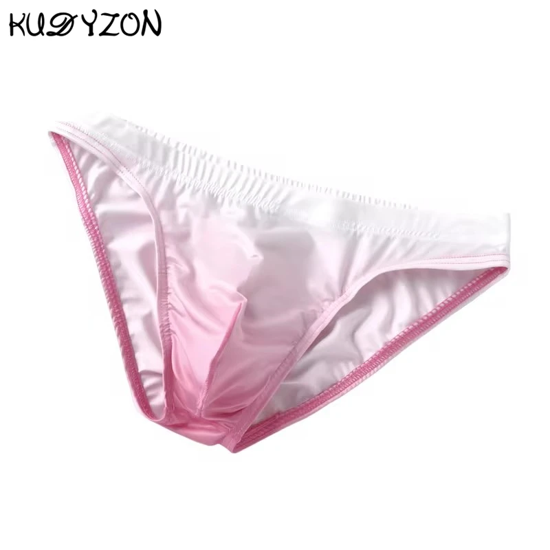 Men\'s Sexy Underwear Low Waist Ice Silk Briefs Men Breathable Quick Dry Underpants Cueca Pouch Slips Hombre Erotic Lingerie