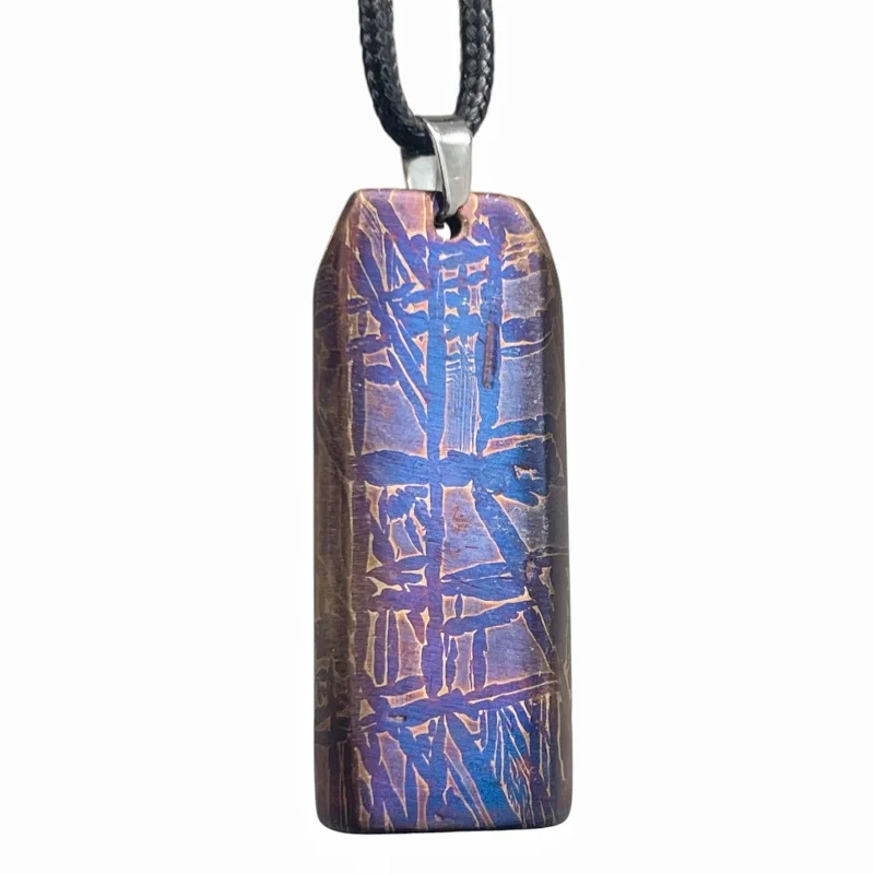 Authentic Muonionalusta Iron Meteorite Heat-Treated Necklace  Fine Meteorite Collection Piece LK411
