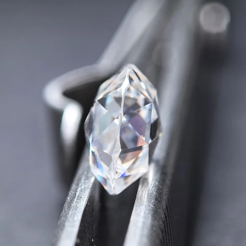 Moissanite Stone Double-faced Rose Cut White Color Round Shape Charm Beads For DIY Jewelry Making Selectable GRA Certificate