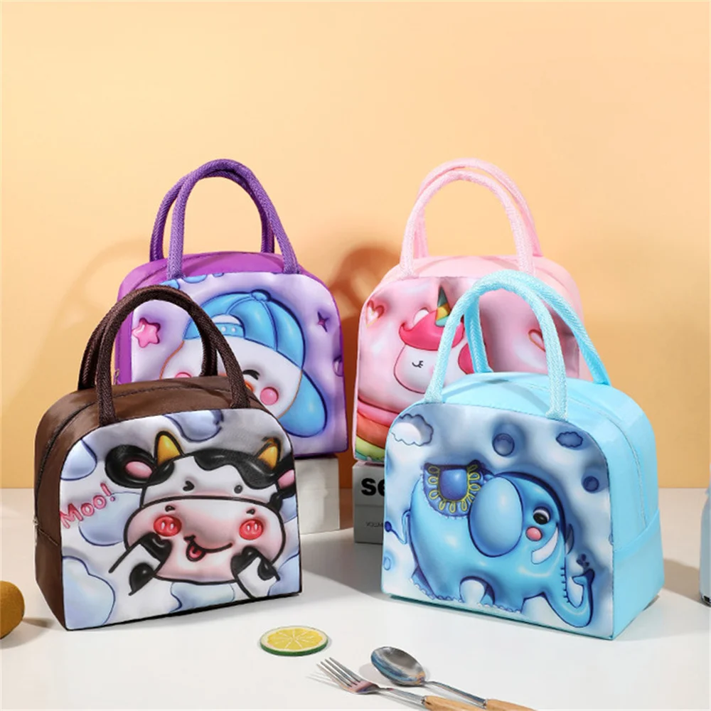 3D Cartoon Pattern Tote Thermal Lunch Bags for Children Aesthetic Lunch Box Storage Insulation Bags Lunch Bag Accessories 2023