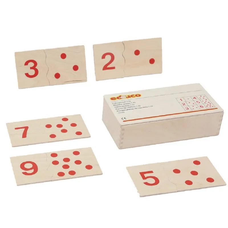 Children's Early Education Math Enlightenment Matching Puzzle 1-10 Numbers Paired Wooden Toys