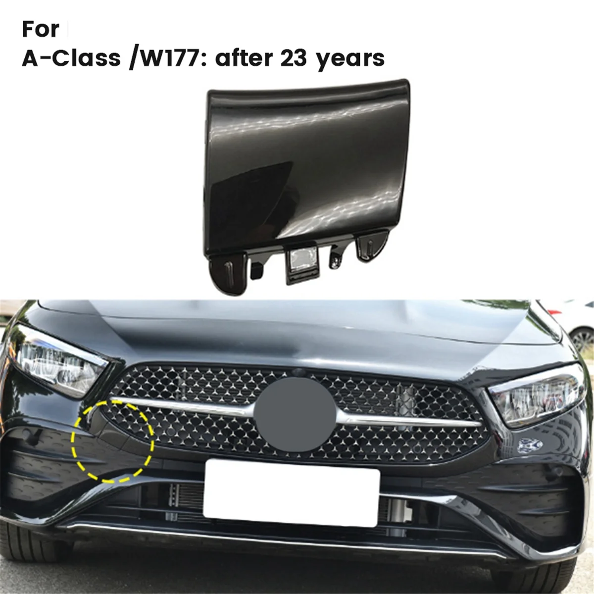 Car Front Bumper Tow Hook Cover Cap Painted 1778859005 for Mercedes-Benz A-Class W177 2023+