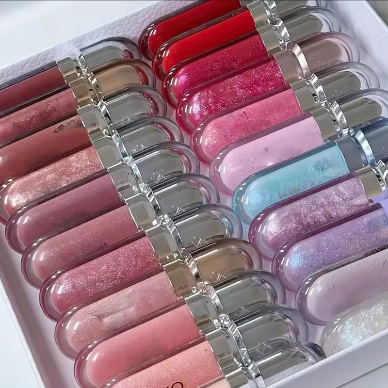 Neuer 3D Flüssiger Lipgloss Transparenter Lipgloss Spiegel-Lippenstift Feuchtigkeitsspendender Glänzender Volumen-Lippenstift Nicht Verblassend Milchtee-Bohnenpaste-Farbe