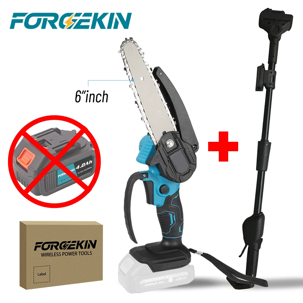 

FORGEKIN 6Inch Brushless Telescoping Pole Electric Chainsaw Oiler High Branch Saw Garden Pruning Power Tool For 18V Battery Pin