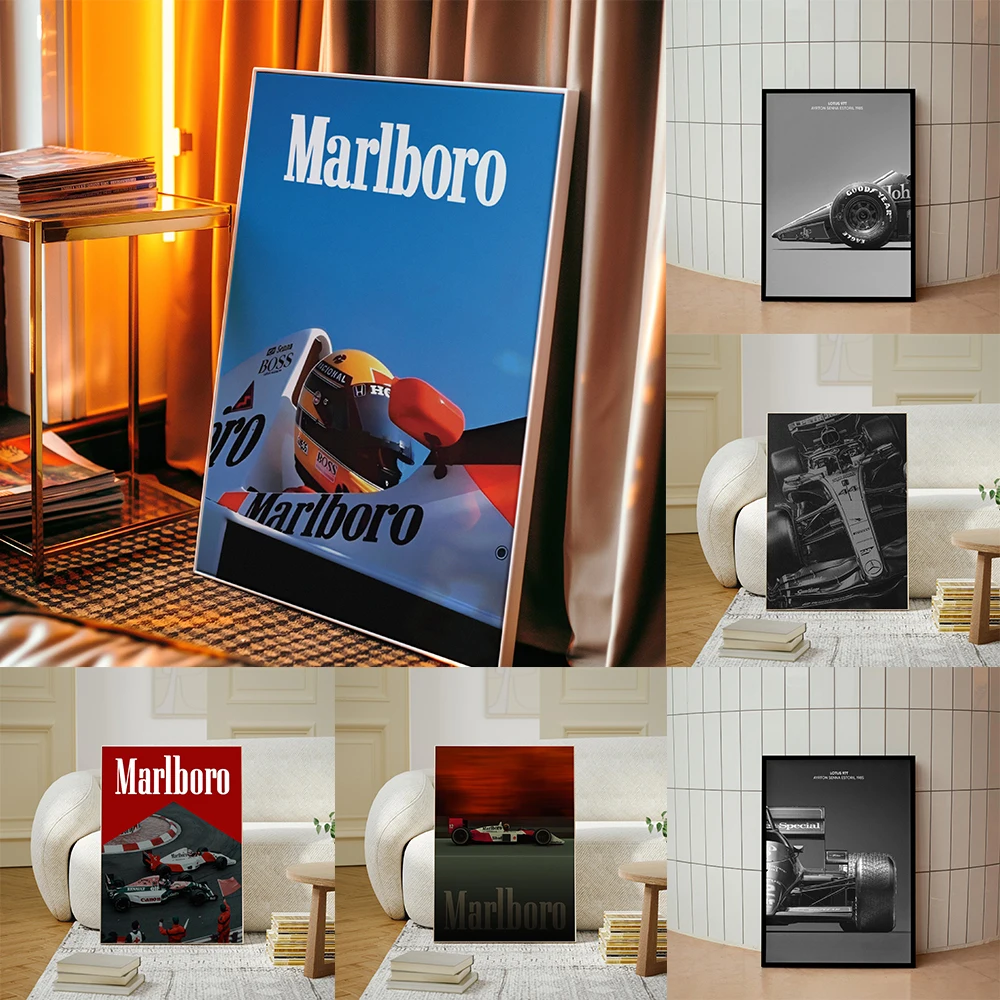 Póster Vintage de gran Premio de fórmula Senna, leyenda de carreras, pintura en lienzo, supercoche Leclerc, arte de pared, Pop Club, gimnasio, decoración del hogar, regalo