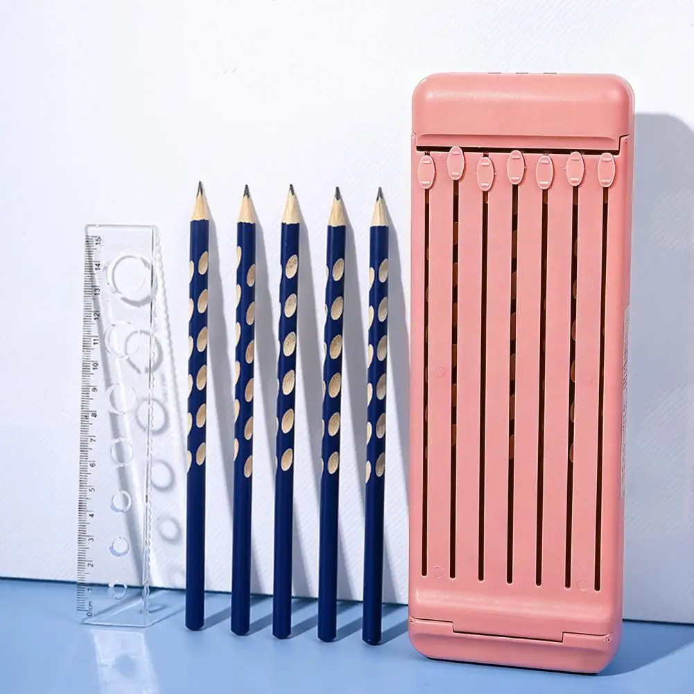 

Pencil Case with Magnetic Lock 7 Compartments Waterproof Pen Box for Students Kids School Supplies with Pencils Eraser Rulers