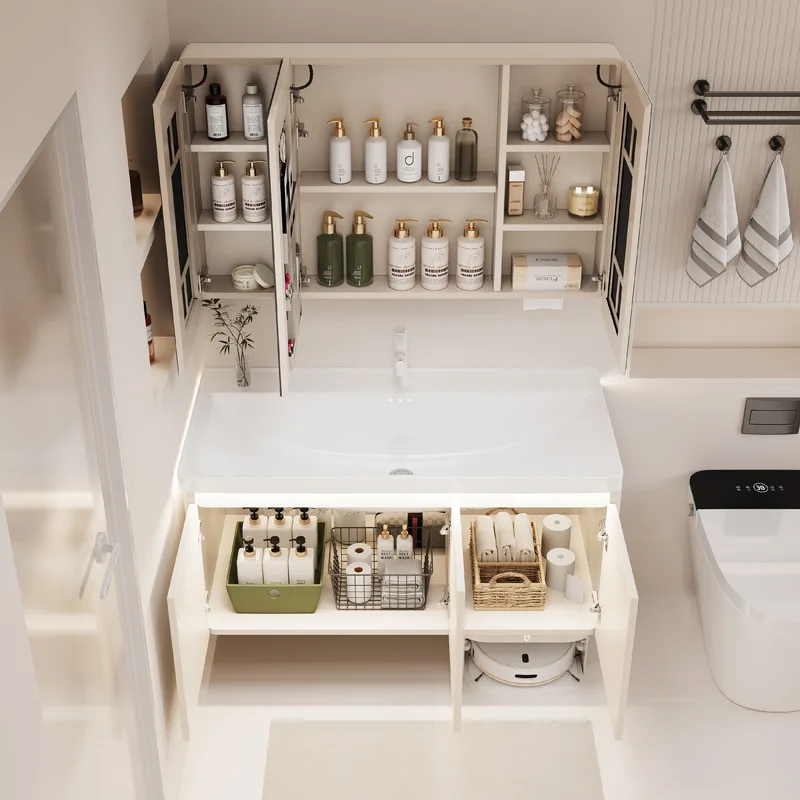 Bathroom cabinet ceramic integrated basin bathroom drawer marine washbasin face washbasin combination honeycomb aluminum