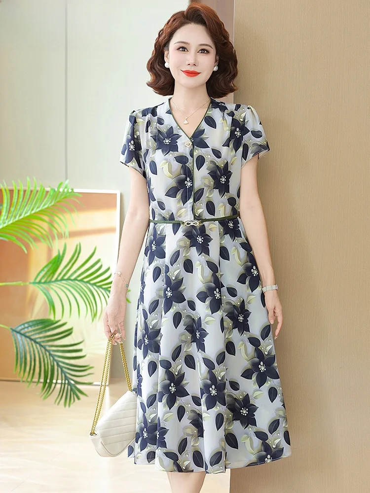 

Летняя длинная юбка-миди Ele Mom из полиэстера, с V-образным вырезом, свободного кроя, в модном корейском стиле