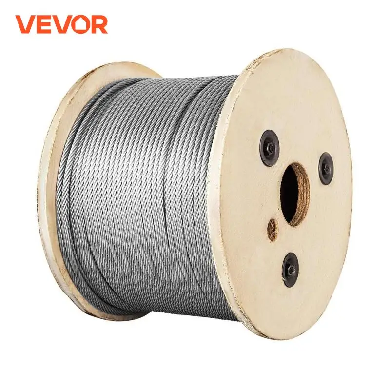 VEVOR 100M 150M 300M Wire Rope 316 Stainless Steel Strong Tension Soft Fishing Lifting Cable 1*19 Construction Clothesline 3.2MM