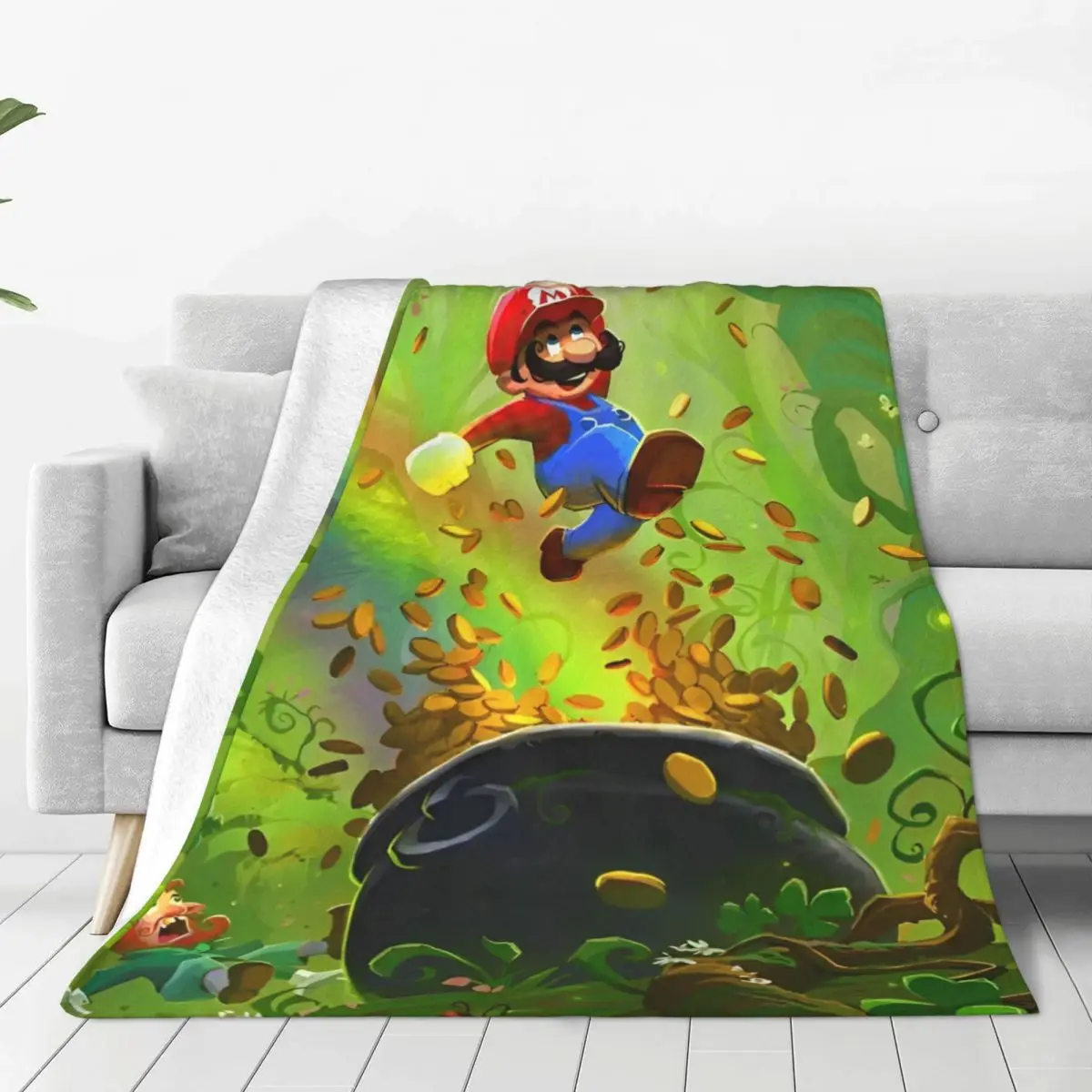 Cartoon M-marioes Super Soft Blanket Travel Office Plush Throw Blanket Pattern Couch Chair Flannel Bedspread Sofa Bed Cover