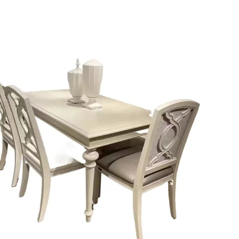 North American Country Solid Wood Dining Table and Chair Combination North American Home Queen Dining Table