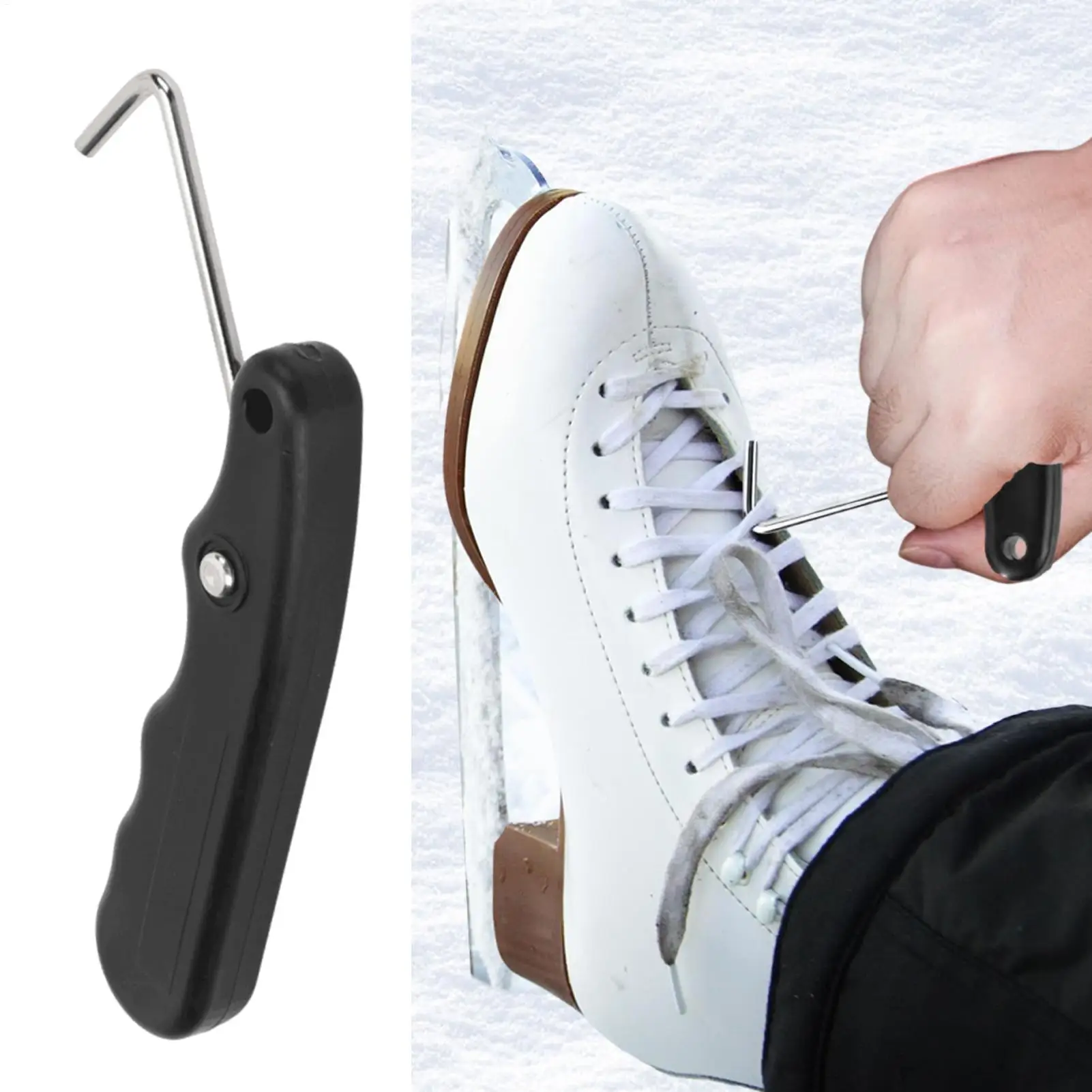 

Натяжитель для хоккейных коньков, черный инструмент для затяжки шнурков, портативный съемник шнурков для обуви для скейтбординга, кружевной крючок, аксессуары, инструмент, гаджеты