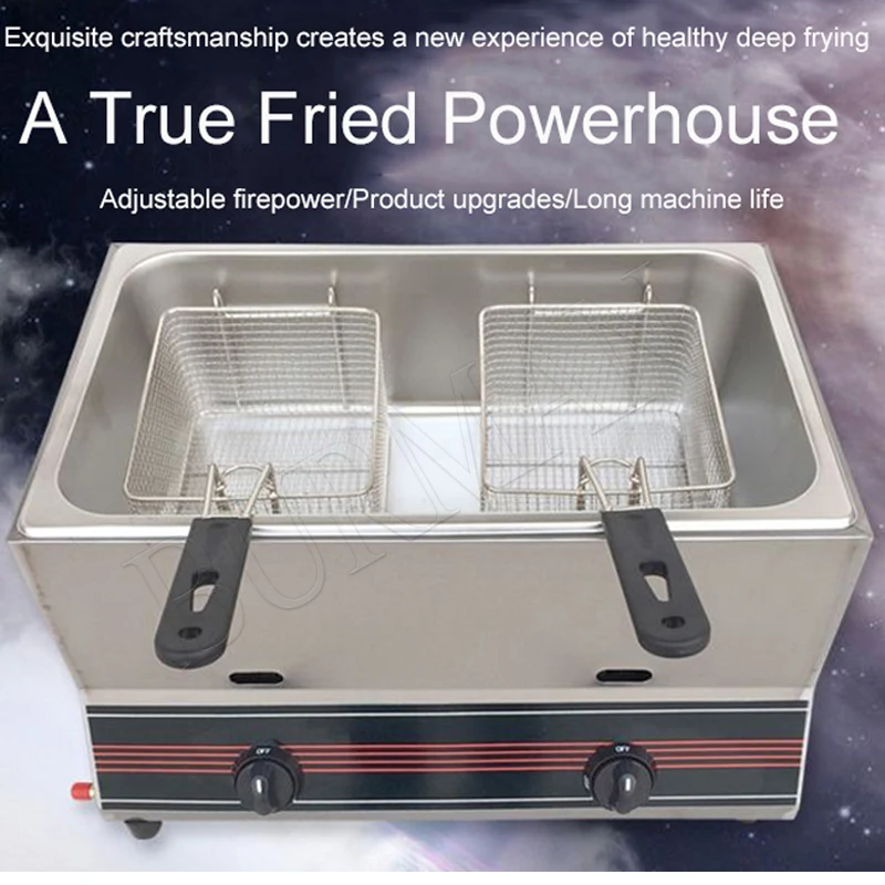 Commercial CE Approved Vertical Gas Professional Fryer With Chip Fryer Chicken Thighs French Fries