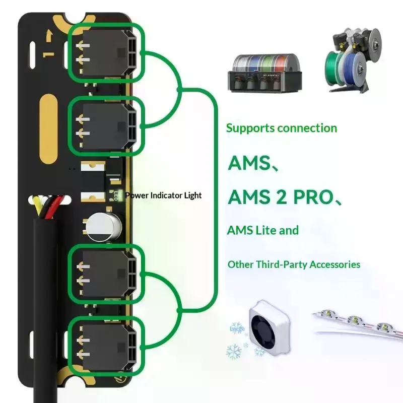 

4-Port Expansion Hub With Power Signal Protection For Bambu Lab All Series 3D Printers Accessory