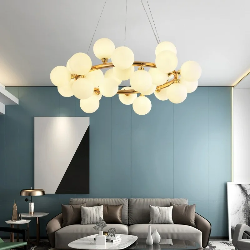 Nordic Style Bubble Ball Led Pendant Lights  for Living Dining Room Food Tables Bedroom Chandelier Home Decor Light Fixture