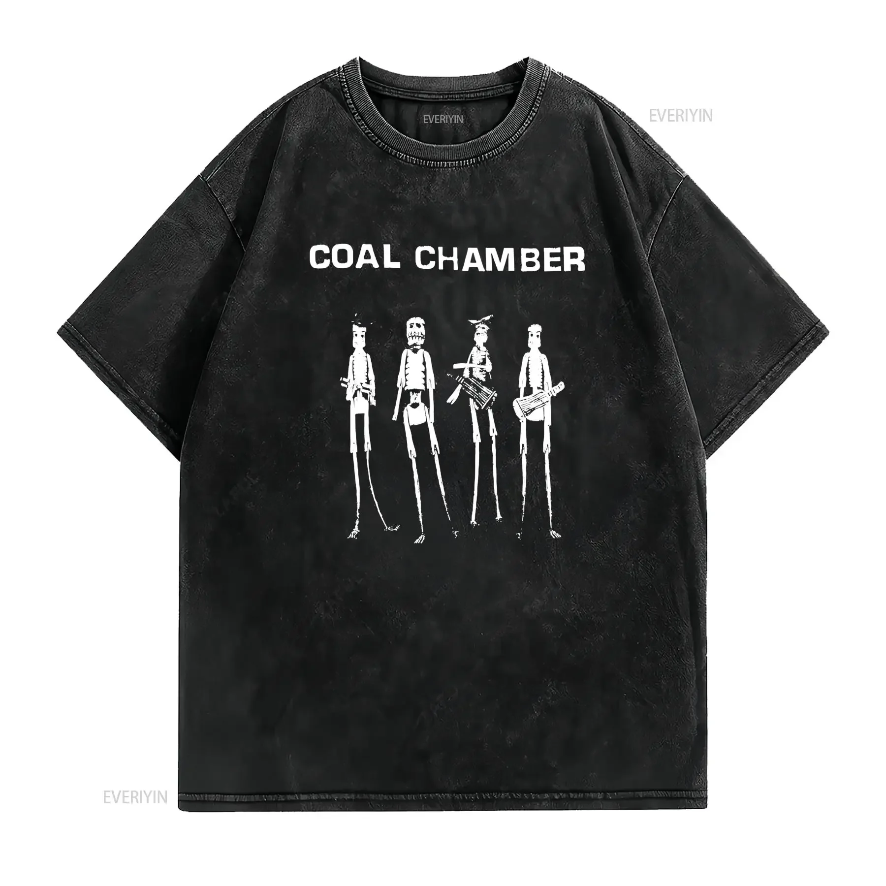 Men'S Coal Chamber T Shirt with Skeletal Hands Text Heavy Metal Inspired Casual Everyday Concert Wear for Industrial Fans