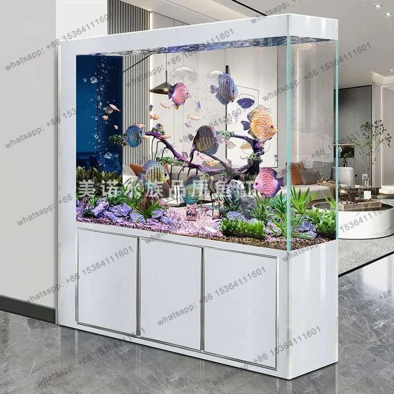 Smart fish tank living room ultra-white glass screen ecological bottom filter aquarium