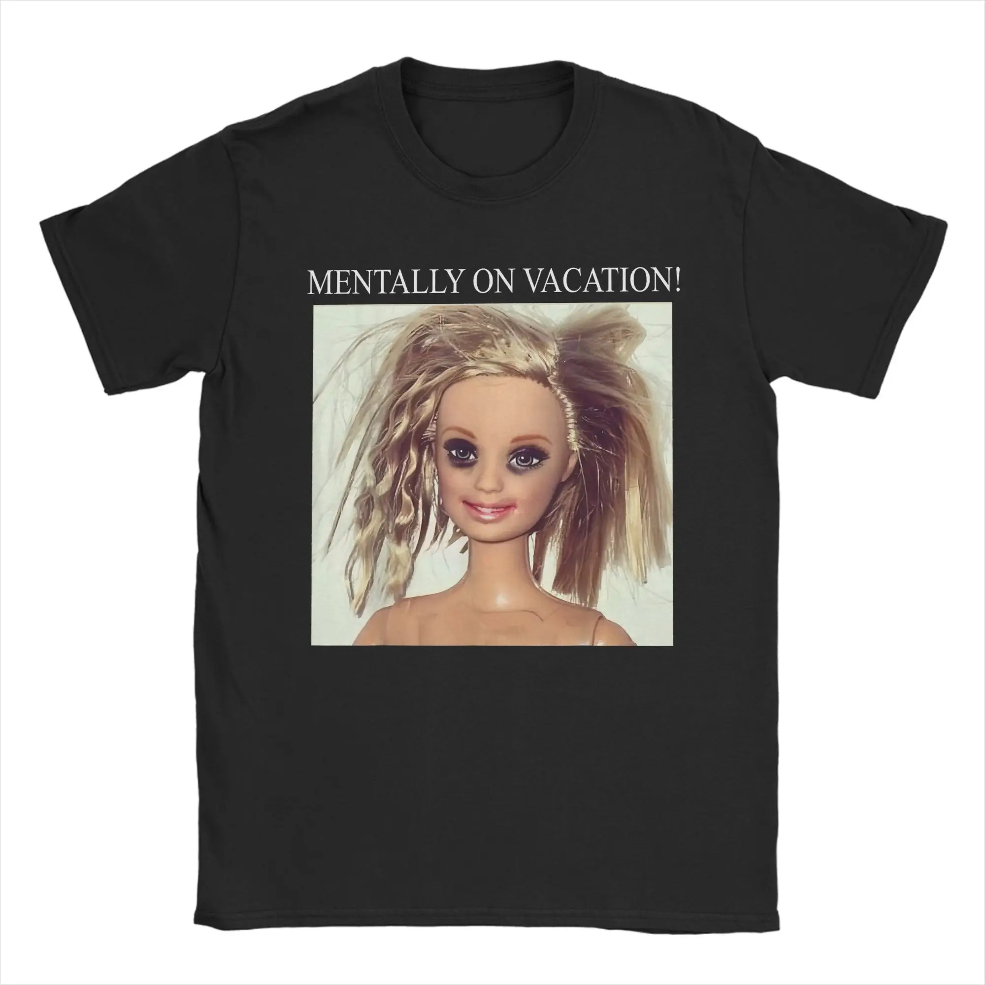 Disgusting Doll Face Mentally On Vacation T-Shirt Beach Couple Hip Hop Casual Tee Shirt Short Sleeves Y2K Retro Top Tees