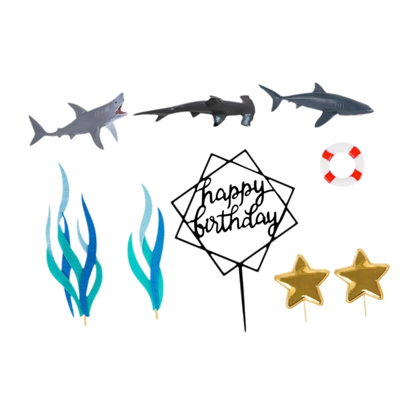 9X Shark Cake Toppe…