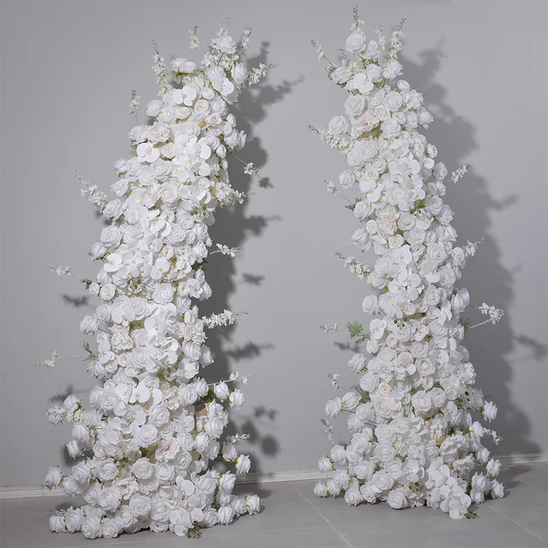 

2.3 + 2.3 meters horn flower arrangement, wedding stage background arrangement white Phalaenopsis rose croissant flower simulati