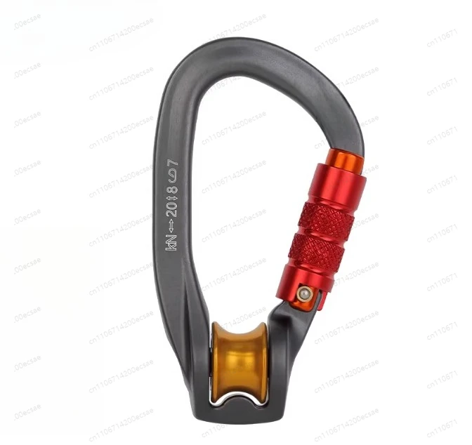 Straight door outdoor pulley lock Mountaineering safety buckle Crossing rope equipment with bearing pulley lock