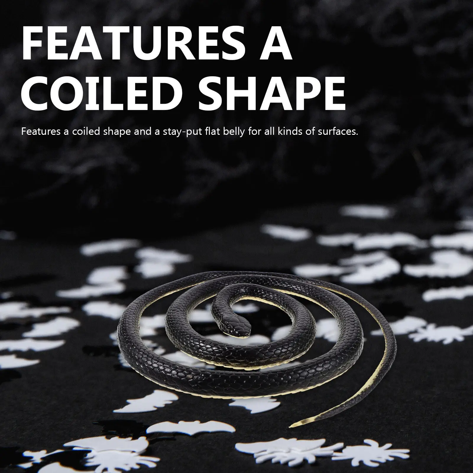 

1Pcs Brightly Colored Lifelike Coiled Snake Prop Realistic Texture Stayput Design for Pranks Halloween Theater Science Class