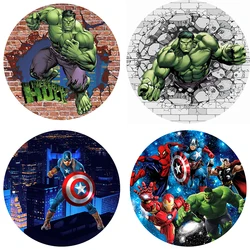 Custom Disney SuperHero Avengers Baby Shower Circle Background Birthday Party Decoration Hulk Round Photography Backdrops