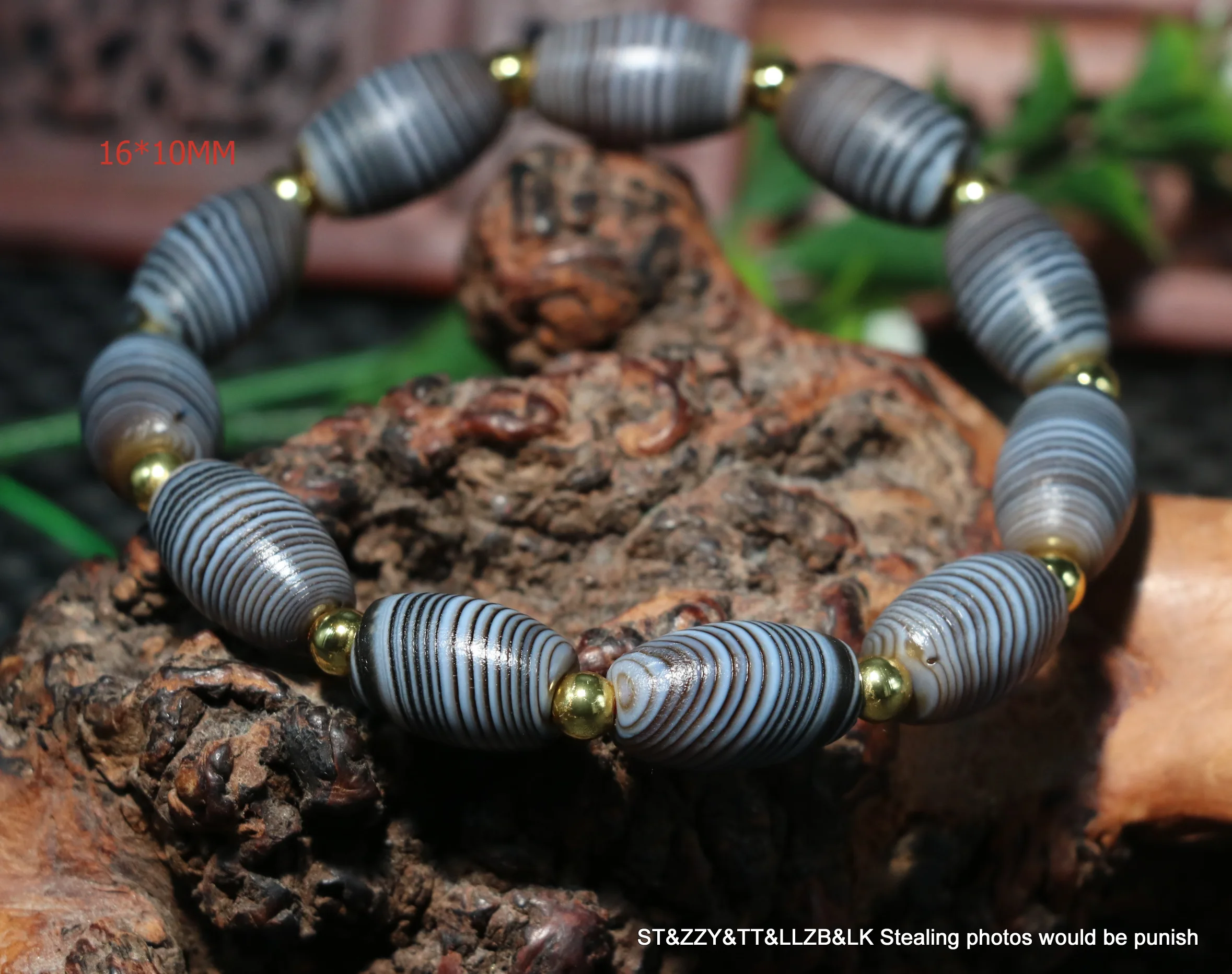 

Treasure Energy Tibetan Top old Agate Natural Silkworm Stripes dZi Bead Bracelet AmuletLKbrother Sauces Top Quality