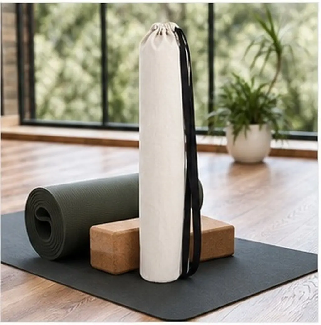 Yoga Mat Carrying Bag Large Capacity Extended Cylindrical Drawstring Closure Workout Tote Bag for Pilates Exercise Gym Storage